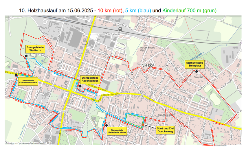 Laufstrecken 2025 Streckenplan Holzhauslauf Niesky